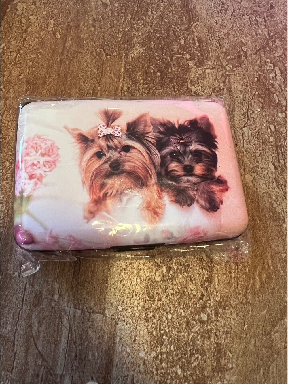 Yorkie Print Armored Wallet Card Holder